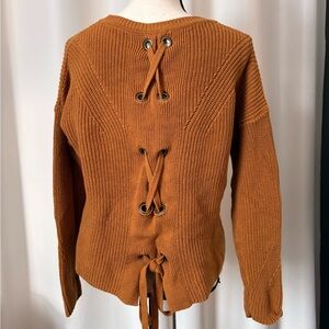 Lucky Brand Women's Lace-Up Back Sweater - Rust
